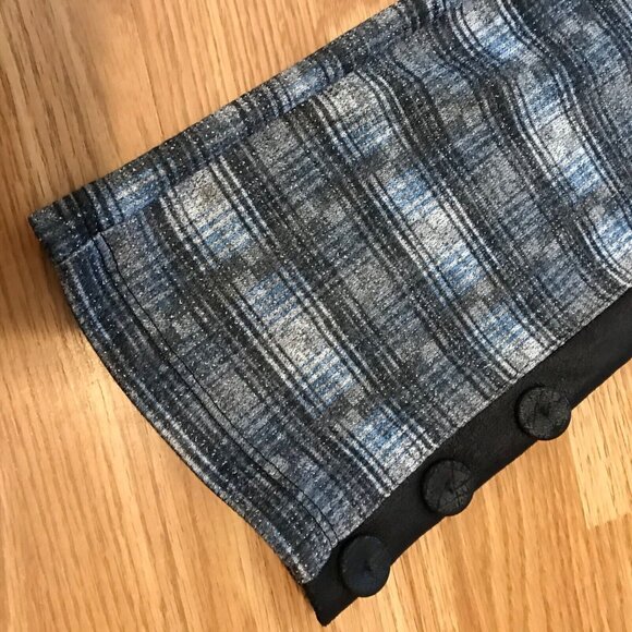 Marallis Collection Blue Grey Wht Strt Leg Pants Size L Stretchy Pockets Sparkle - Picture 3 of 11